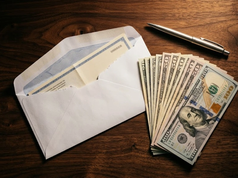 Paycheck envelope with cash representing payroll services Vancouver WA direct deposit and employee pay processing