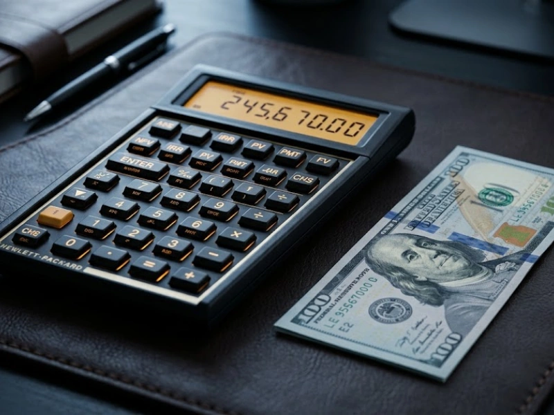 HP financial calculator showing tax liability amount with cash for individual tax preparation Vancouver WA cost planning