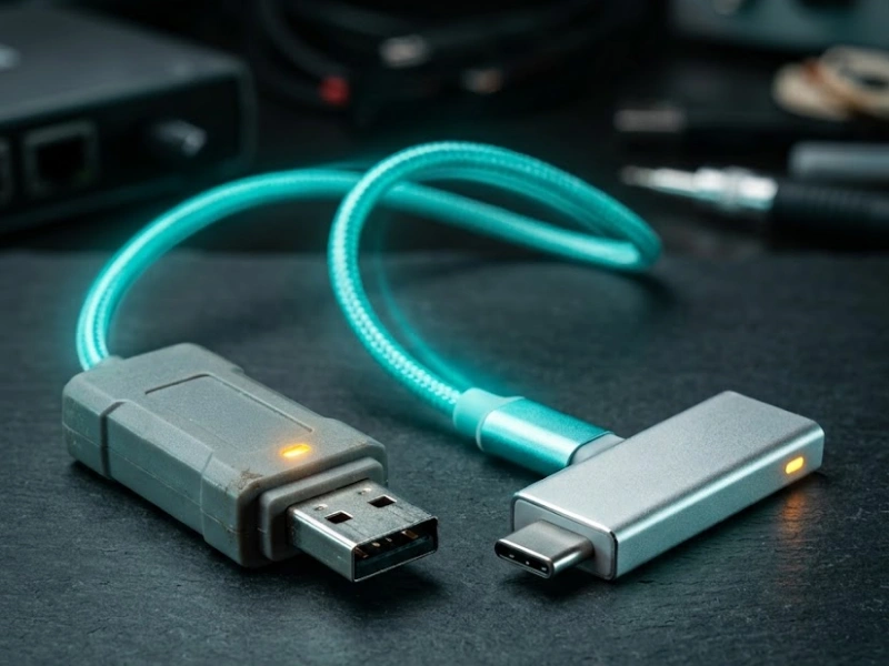 USB migration cable representing QuickBooks Desktop to Online setup and cleanup data transfer