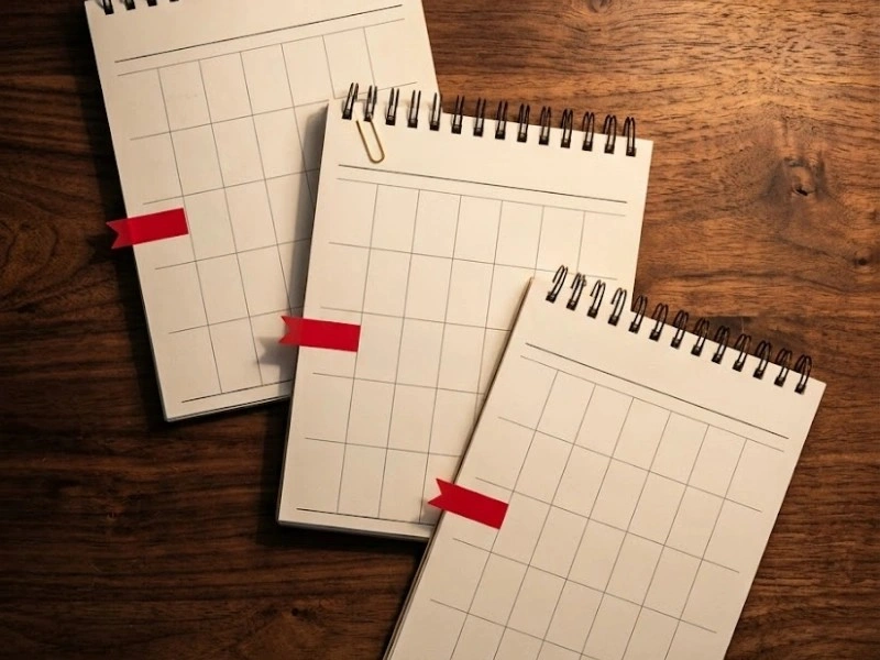 Three calendars with red deadline markers for tax preparation in Oregon filing schedules