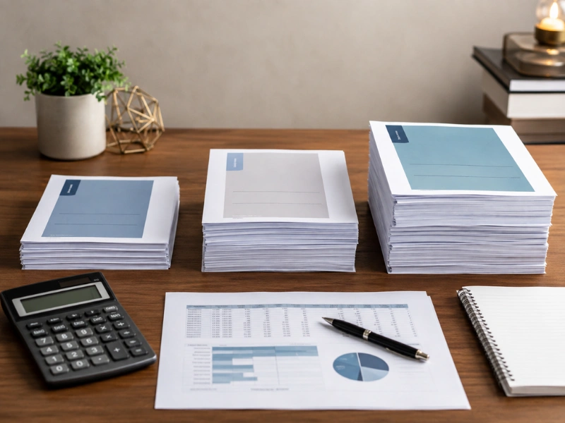 Three transaction volume stacks representing low, medium, and high bookkeeping services tiers
