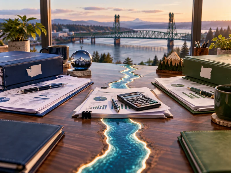 Tax Preparation Service for Vancouver WA cross-river filing with Washington and Oregon documents divided by Columbia River border